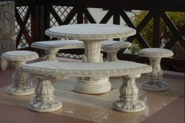 Stein Tisch Terrasse Garten Deko Möbel Edles Antik Stil Design Tische