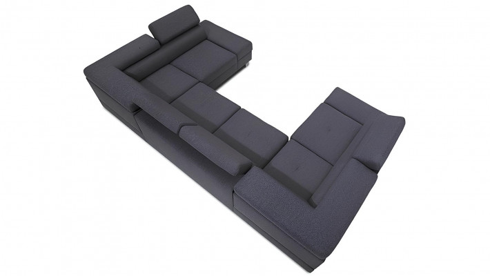 Rohová sedačka ve tvaru U s funkcí postele a textilním úložným prostorem