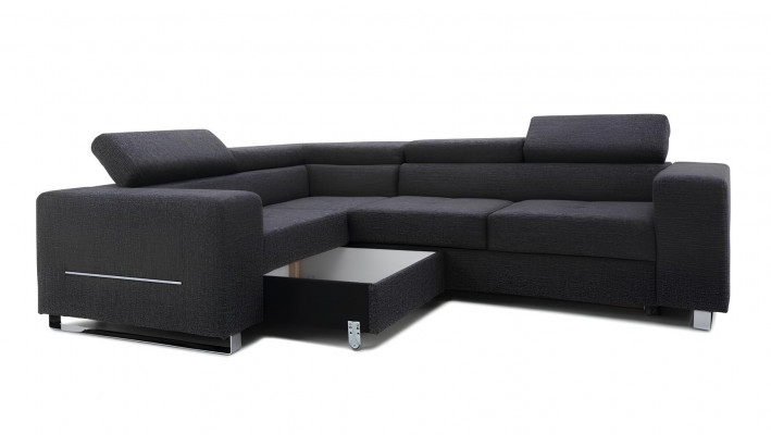 Moderní rohová pohovka ve tvaru L s funkcí postele šedá