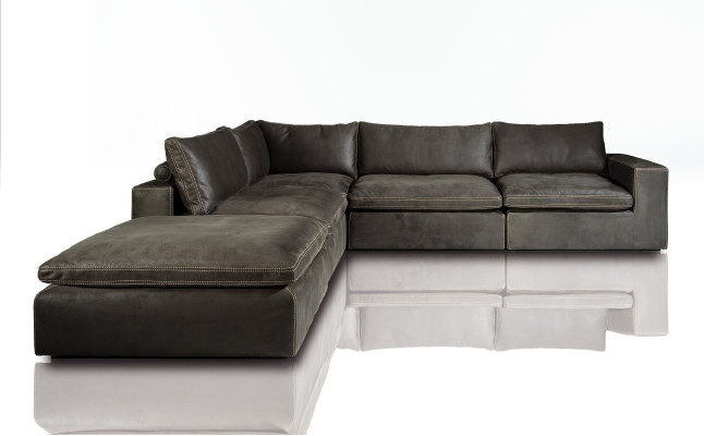 Moderní rohová pohovka Design čalouněná 100% kůže krajinný obytný