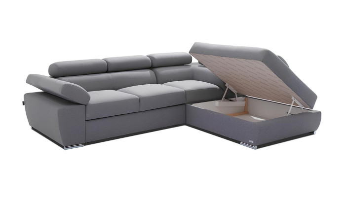 Rohová pohovka s funkcí postele a úložným prostorem v moderním designu