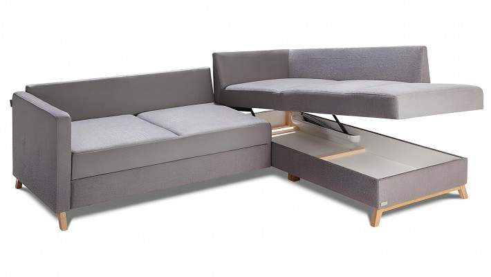 Rohová sedačka z látky ve tvaru L s funkcí postele, nová čalouněná rohová sedačka s úložným prostorem na postel