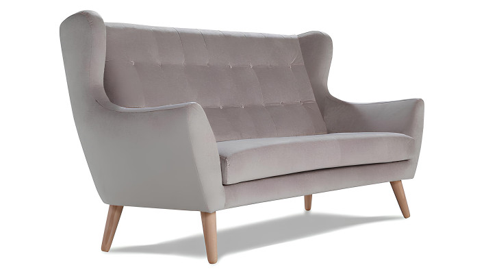 Moderní šedá trojmístná pohovka Chesterfield