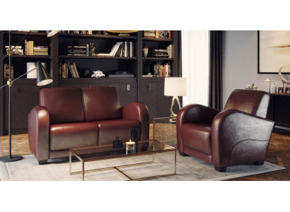 Moderní designové křeslo z 100% italské hnědé kůže do obývacího pokoje