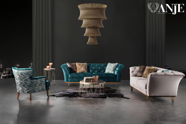 Luxusní Garnitur pohovky a křesla do pohodlného Wohnzimmer Zimmer v moderním materiálu