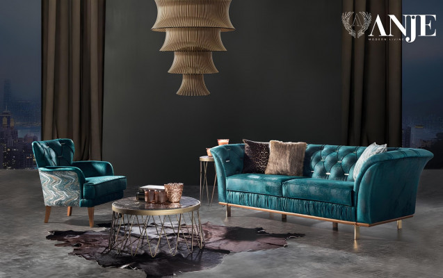 Luxusní Garnitur pohovky a křesla do pohodlného Wohnzimmer Zimmer v moderním materiálu