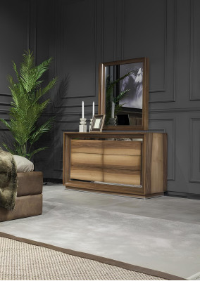 Elegantní hnědá ložnice komoda skříň postel Möbel 6 ks.