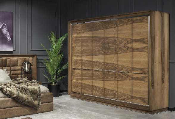 Elegantní hnědá ložnice komoda skříň postel Möbel 6 ks.