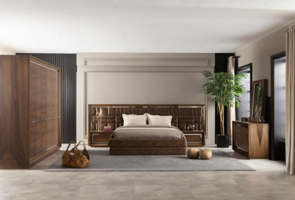 Luxusní postel 160x200 skříň čalouněný Möbel hotelové vybavení