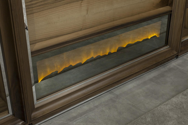 Luxusní obývací stěna 448 cm s krbem z dřeva