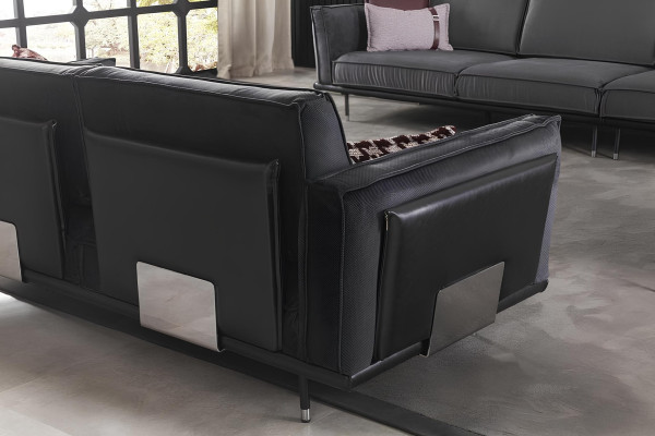 Möbel v italském stylu, šedá pohovka, polštáře, loft, 3 kusy