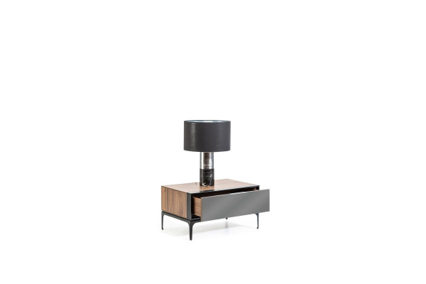 Luxusní noční stolek se skleněnými dvířky Hnědý noční stolek Hotel