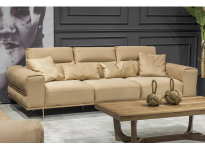 Sada luxusních béžových pohovek 3+3+1 + stolek 4 kusy