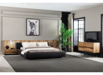 Luxusní postel 160x200 cm dvojitá v černé barvě v moderním stylu