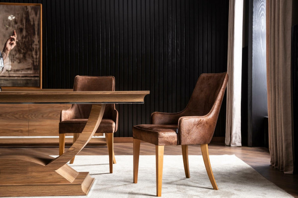 Luxusní čalouněná designová židle v loftovém stylu černá kuchyňská židle z kůže