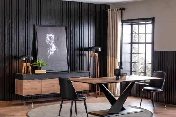 Černé luxusní kožené křeslo, čalouněné židle, designový nábytek do loftu a kuchyně