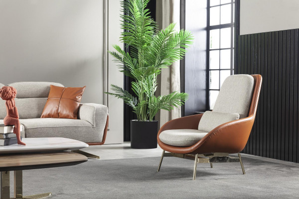 Křeslo do obývacího pokoje klubové hnědé sofa