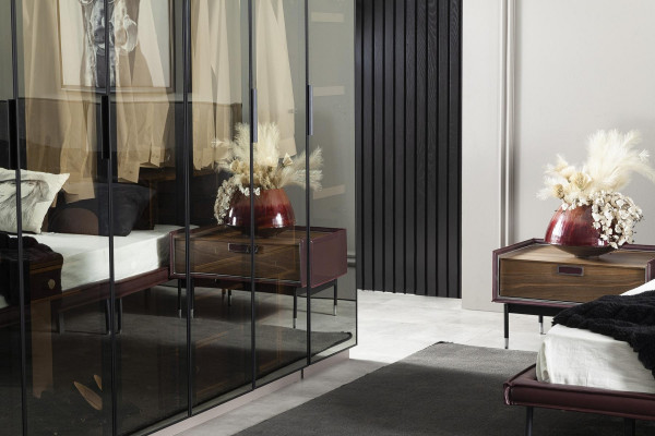 Luxusní hnědá noční stolek do ložnice, loftové skříňky, moderní konzole