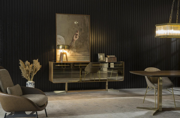 Mobilní boční konzola Specchio Armadio Lowboard se zrcadlovými fronty