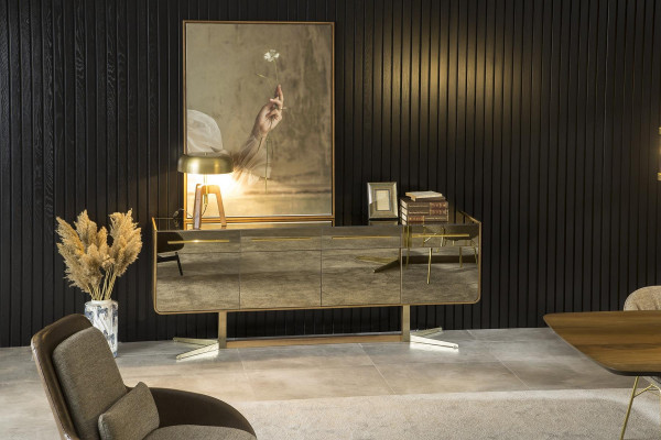 Mobilní boční konzola Specchio Armadio Lowboard se zrcadlovými fronty