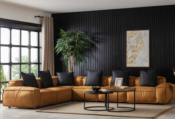 Rohová sedačka do obývacího pokoje z textilu