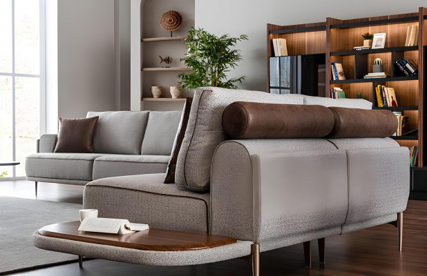 Sofa z tkaniny Zestaw sof Szare sofa 32 miejsca Stolik Meble