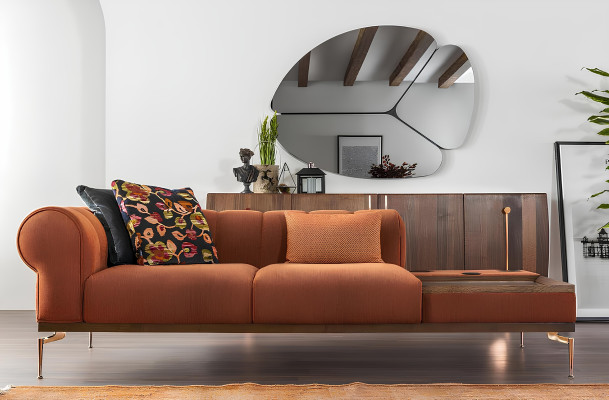 Sofa 321 míst Sofy Tkanina Tonalní Modro-Oranžová Křeslo