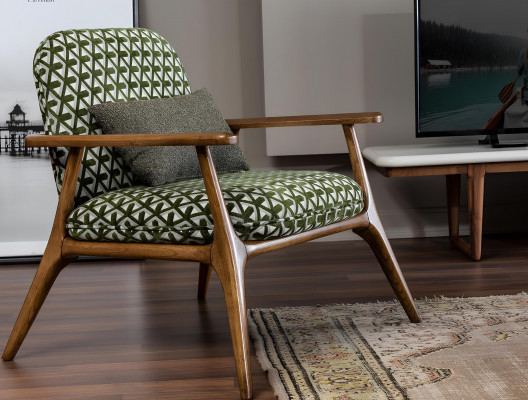 Křeslo s ušima Koktejlové křeslo Moderní design Šedá Tkanina Zelená