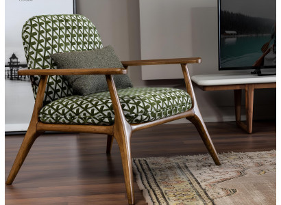 Křeslo s ušima Koktejlové křeslo Moderní design Šedá Tkanina Zelená