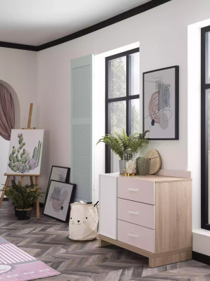 Komoda s zrcadlem Möbel pro děti růžová 2 kusy dětský Zimmer skříň