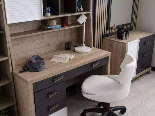 Sada nábytku pro děti postel dětský Zimmer dřevo šedé 8 kusů