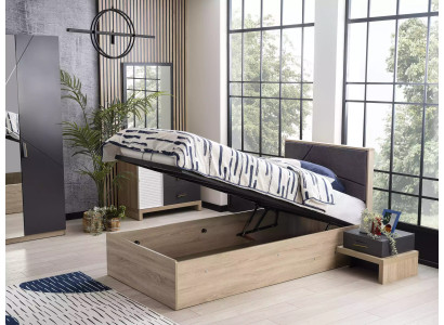 Dětská postel s úložným prostorem, dřevěná konstrukce, šedá, postele do dětského Zimmer