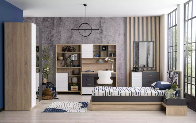 Sada dětského nábytku postel do šedého Zimmer 10 kusů