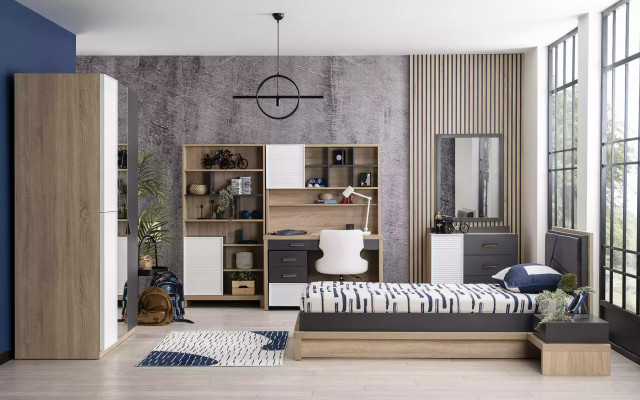 Sada dětského nábytku ze šedého dřeva do dětského Zimmer 10 kusů