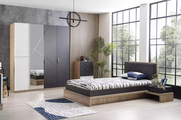 Möbel do dětského Zimmer Dětská postel Sada 4 kusů šedá