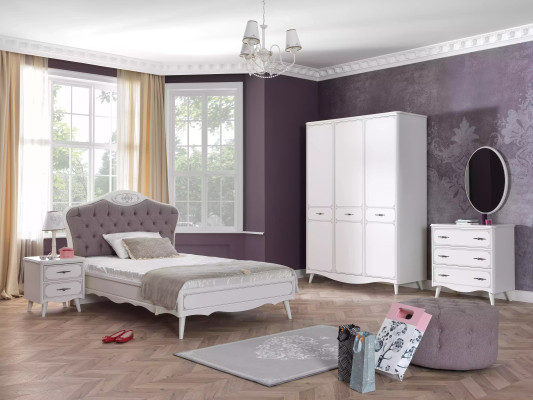 Mladistelská postel Chesterfield 120 cm Sada 5 kusů Šedá Tkanina