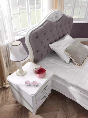 Mladistelská postel Chesterfield do dětského Zimmer 100 cm Sada 5 částí Šedá Tkanina