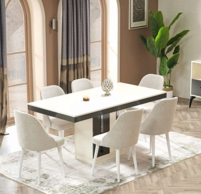 Kompletní luxusní jídelní Garnitur s jídelním stolem a 6 designovými židlemi