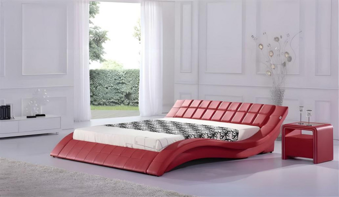 Luxuriöses rotes Design-Bett Doppelbett Hotelbett 180x200
