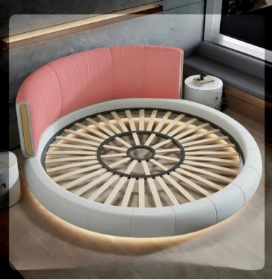 Exklusives grau-beiges rundes Bett mit modernem Design für das Schlafzimmer