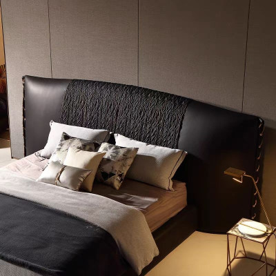 Modernes Design schwarzes Polsterbett, gepolstert, luxuriös, exklusiv