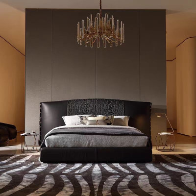 Modernes Design schwarzes Polsterbett, gepolstert, luxuriös, exklusiv