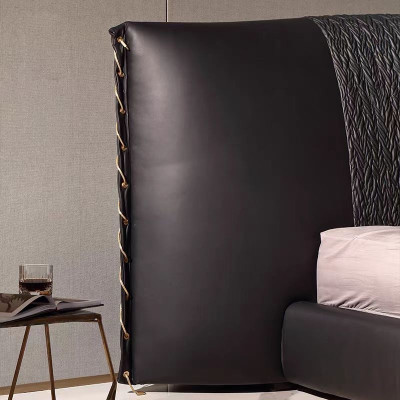 Modernes Design schwarzes Polsterbett, gepolstert, luxuriös, exklusiv