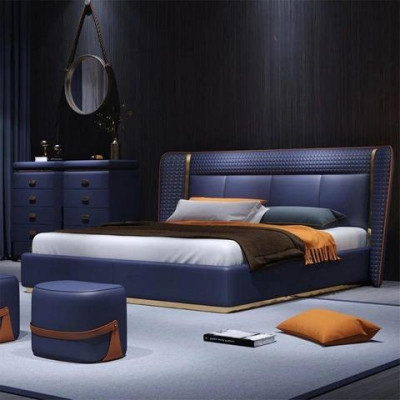 Luxuriöses beiges modernes gepolstertes Bett – bequem und elegant