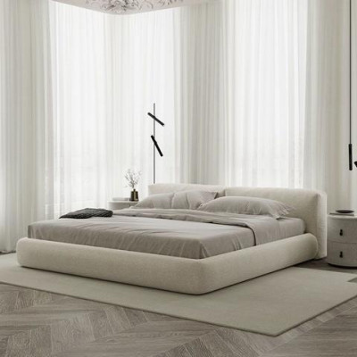 Elegantes graues Polsterbett im modernen Design – luxuriöses Bett
