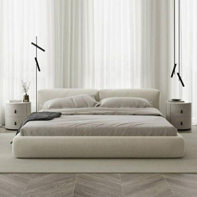 Elegantes graues Polsterbett im modernen Design – luxuriöses Bett