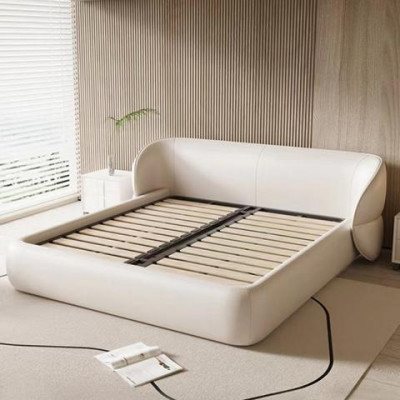 Moderne gepolsterte Schlafcouch mit Schlaffunktion in elegantem grauem Stoff