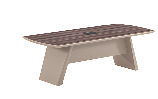 Beige psací stůl s dřevěnou konstrukcí a moderním designem do kanceláře a domácí kanceláře