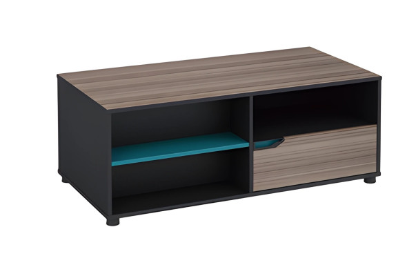 Moderní stůl na kávu s efektem černohnědého dřeva a deskou se zásuvkou do Wohnzimmer Zimmer