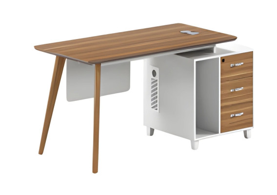 Moderní dřevěný stůl s úložným prostorem a elegantními nohami